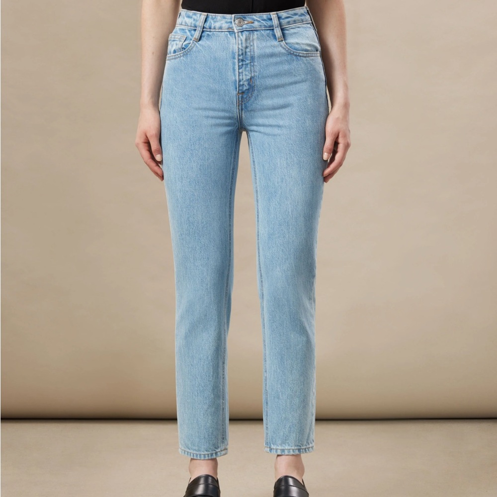 Frank & Oak The Stevie Jean High Rise Taper Fit Denim Light Wash Size 27